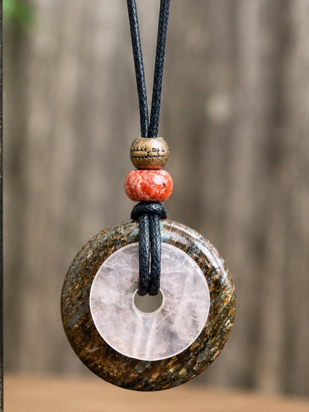 Rose Quartz and Bronzite Pendant Necklace | Handmade